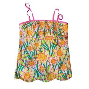 Vintage LILLY PULITZER Scalloped Strapless Top Size 14 Adjustable "Zebra Lily"